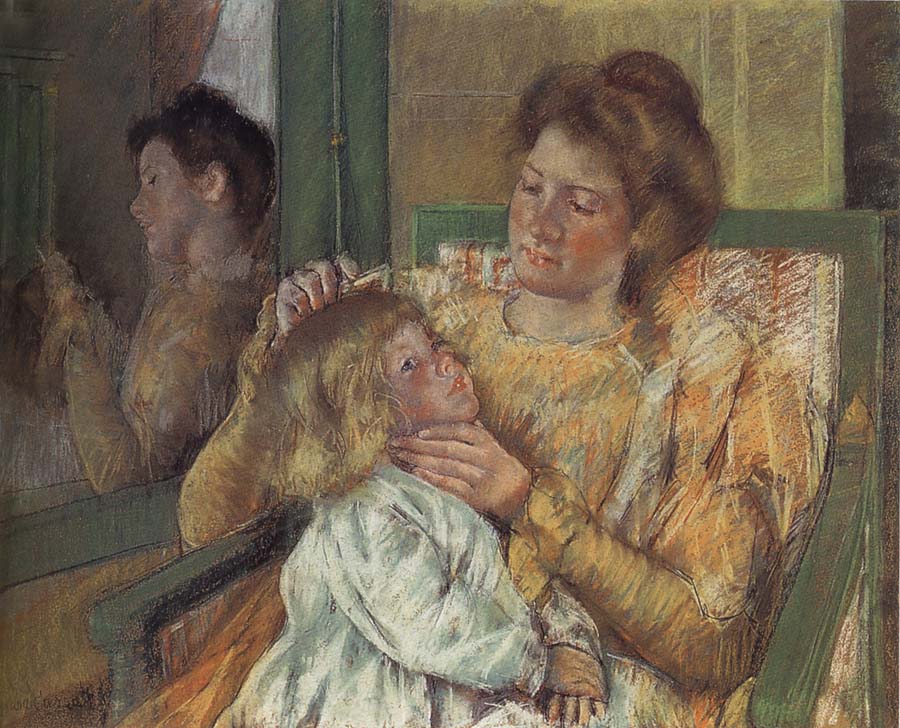 Mary Cassatt Mother doing up daughter-s hair